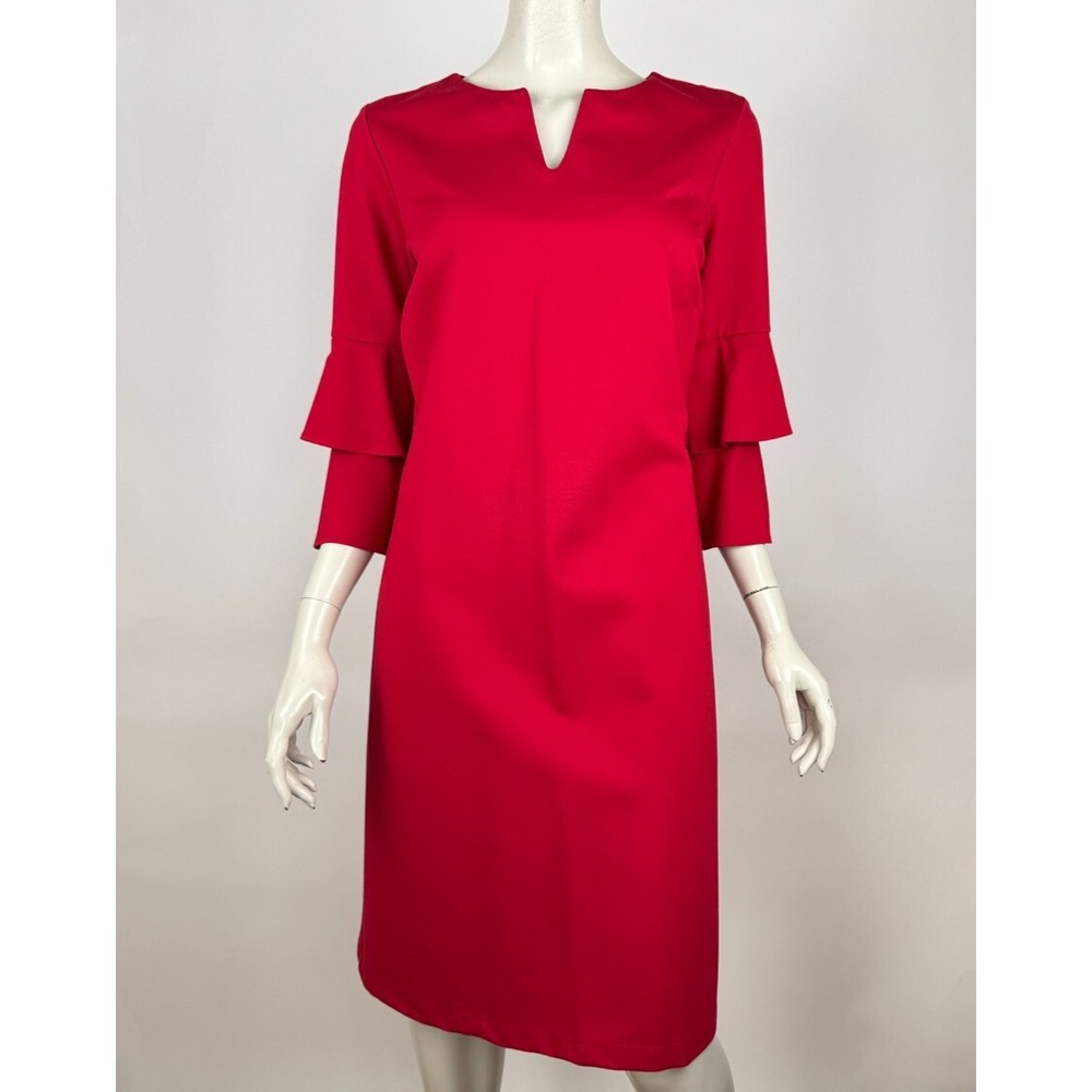 J Mclaughlin Letty Bell Sleeve Dress Women L NWOT 3/4 Sleeve Stretch Zip Closure